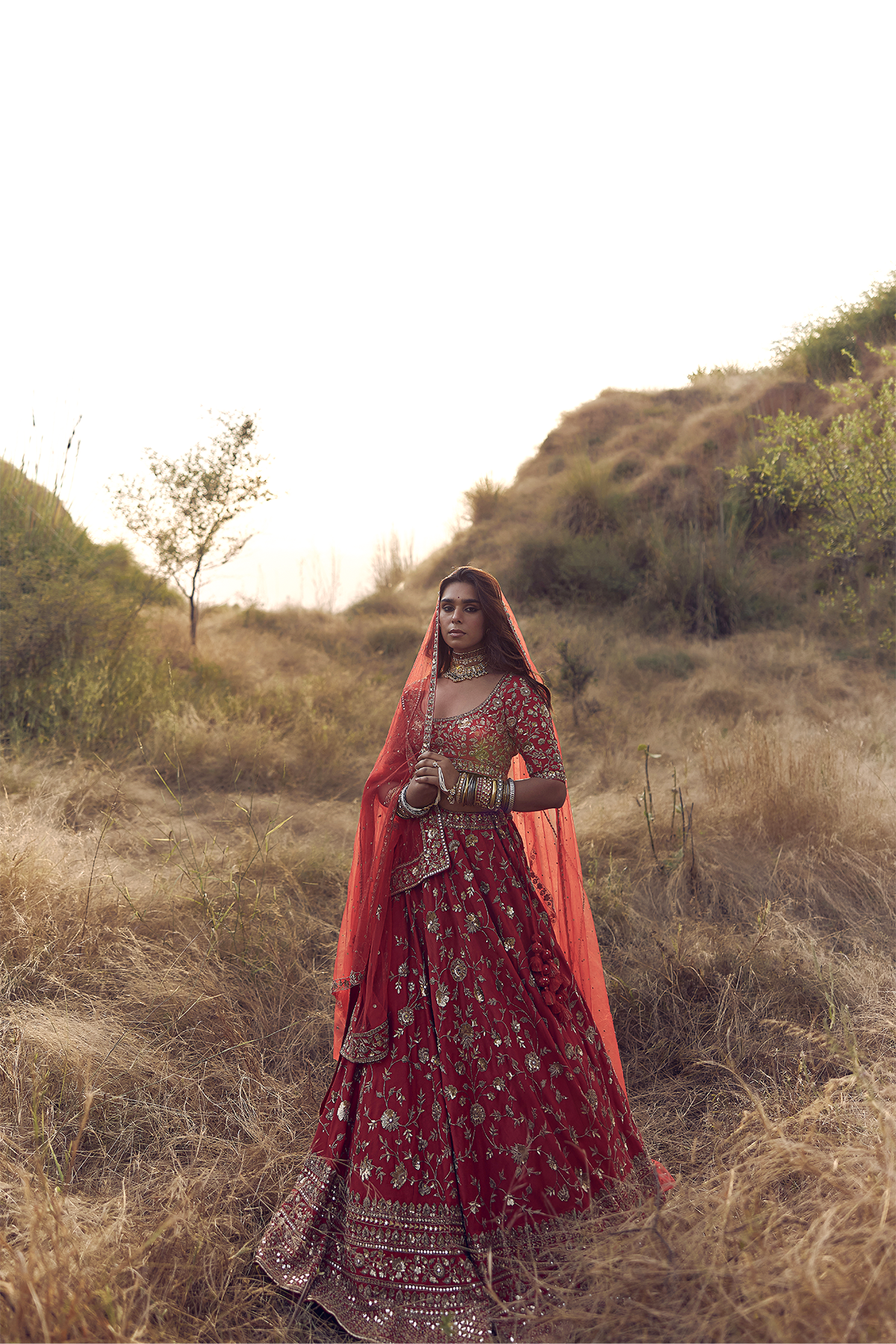 Red Dabka Zardozi Jaal Bridal Lehenga with Heavy Border