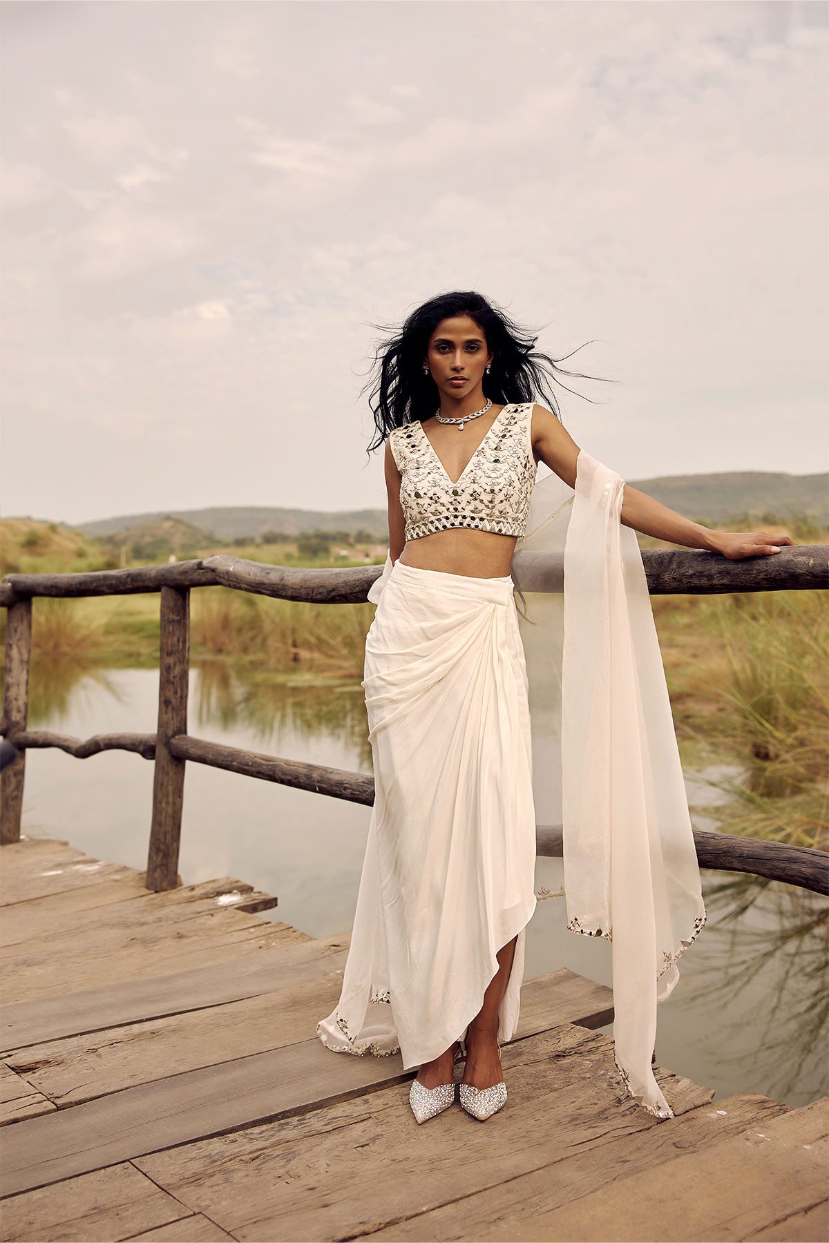 IVORY DHOTI AND CAPE
