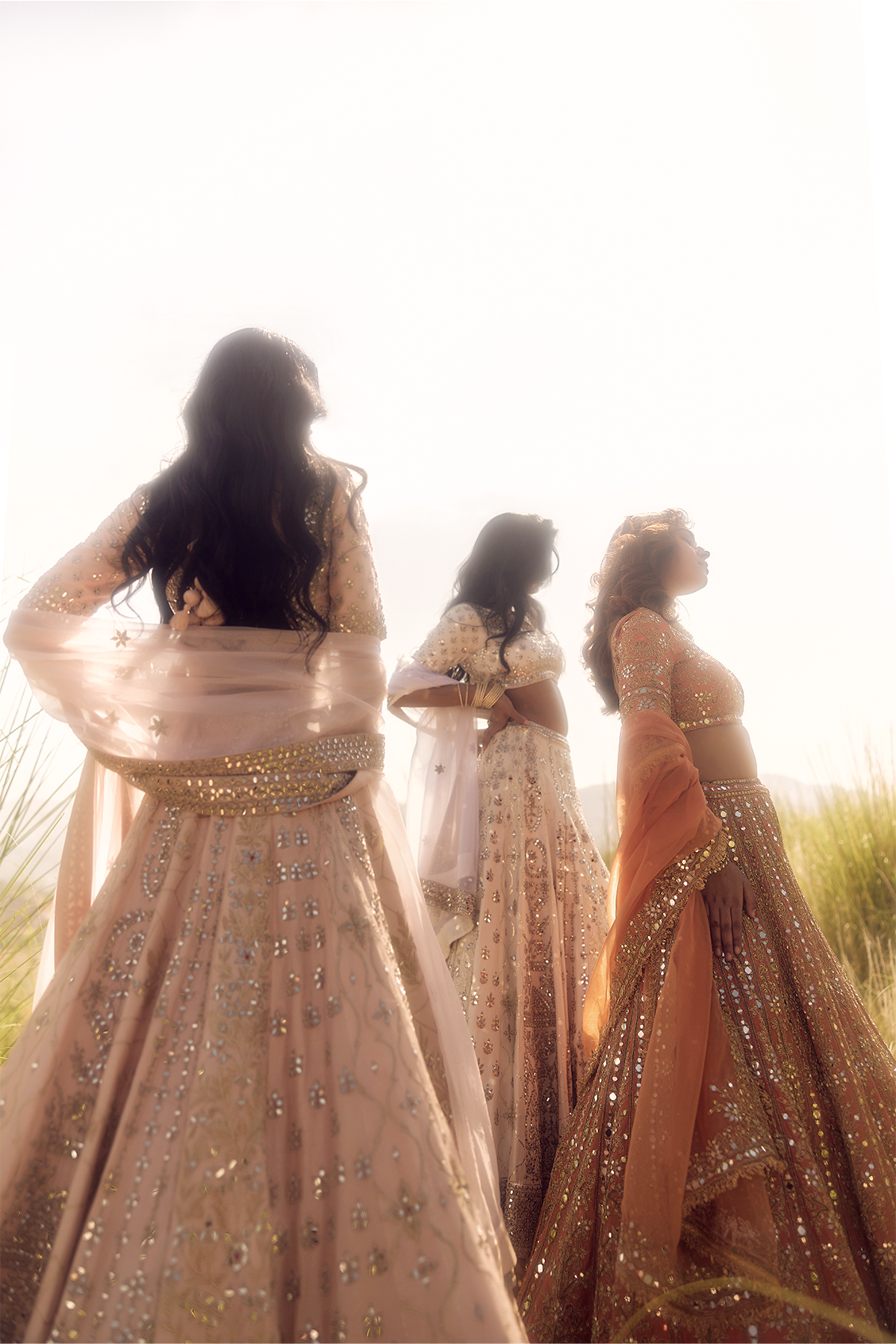 RUST ORANGE MIRROR, DORI AND ZARDOZI LEHENGA
