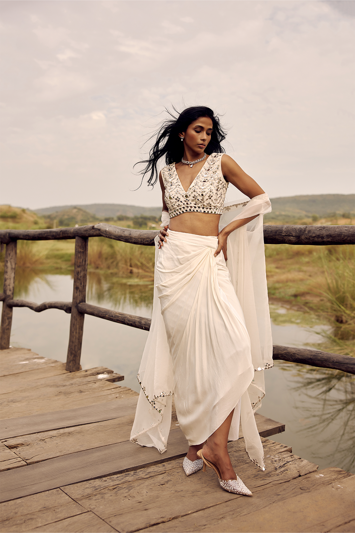IVORY DHOTI AND CAPE