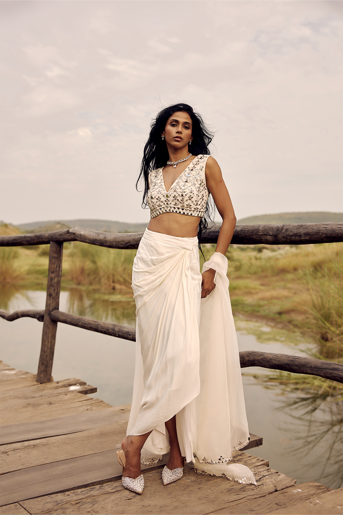 IVORY DHOTI AND CAPE