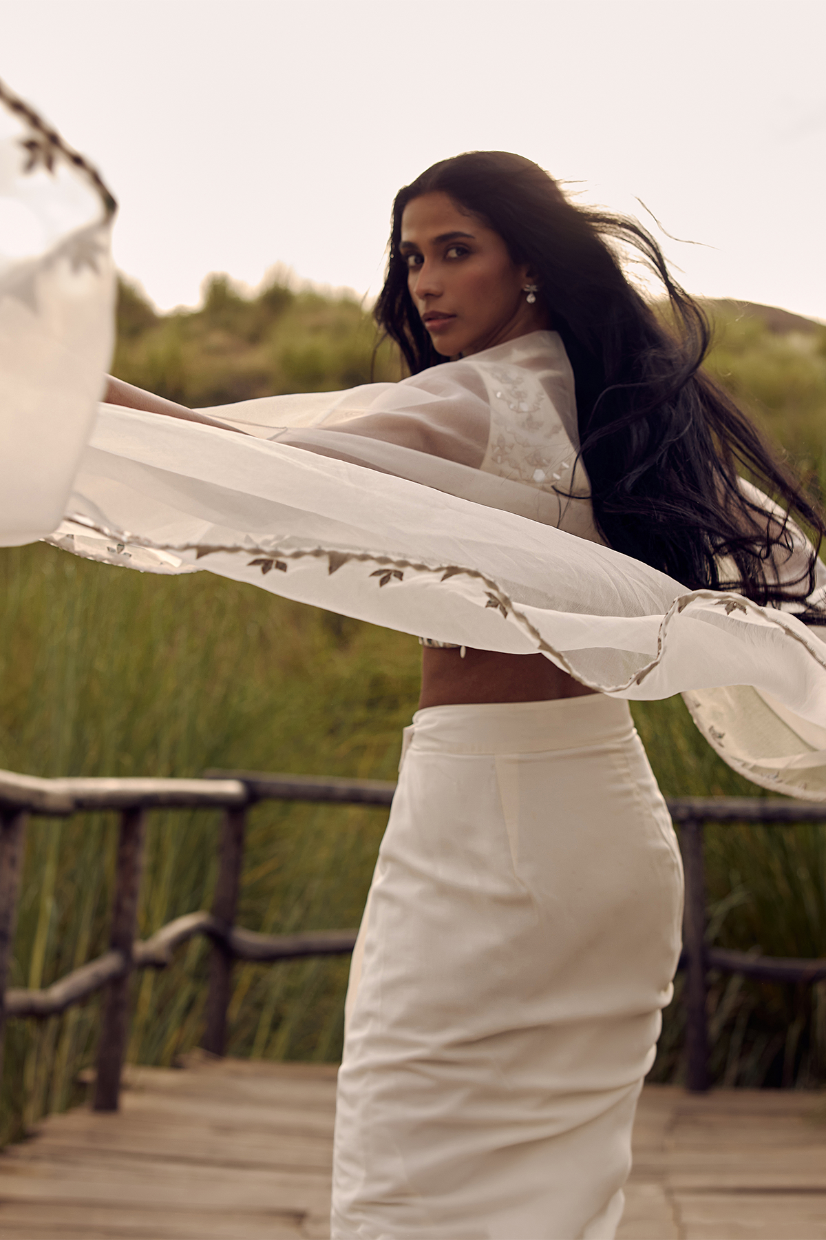 IVORY DHOTI AND CAPE