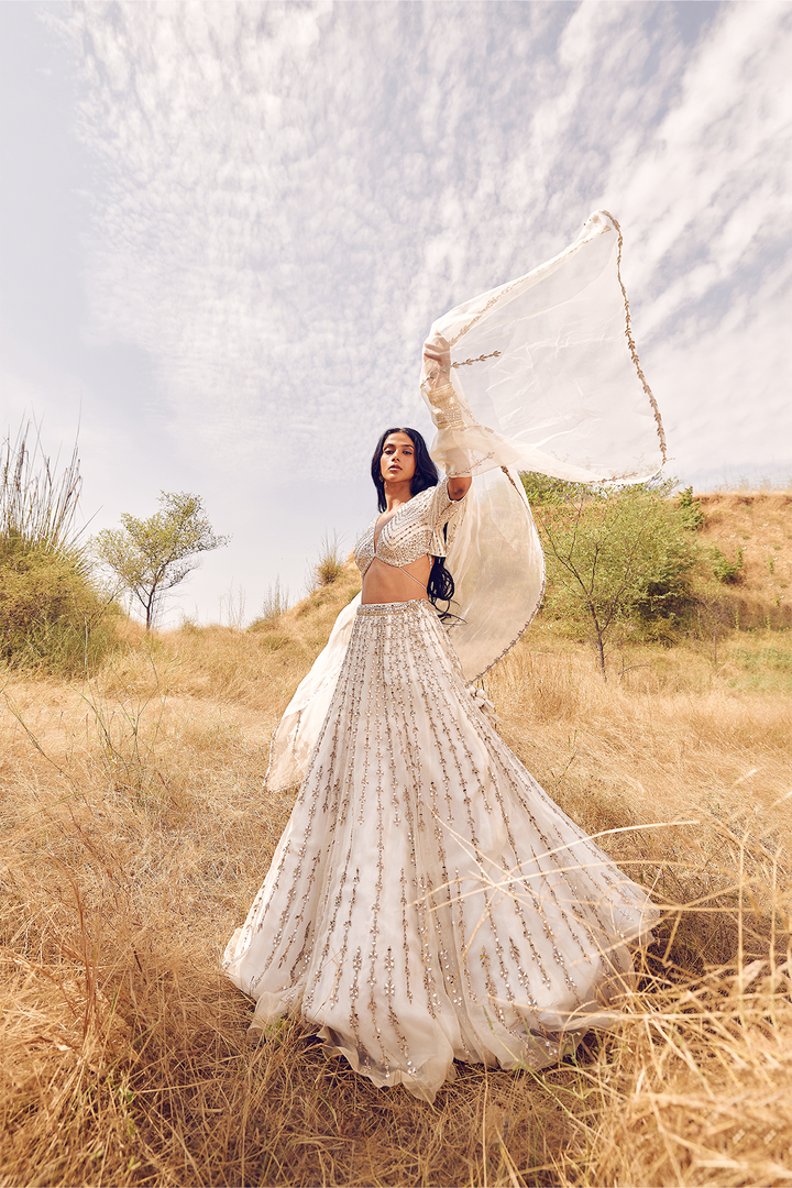 IVORY REVERSE KALI LEHENGA