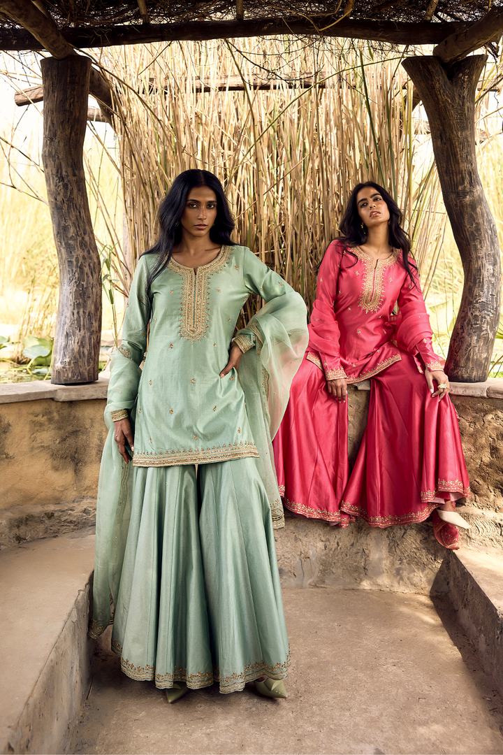 EKAM GREEN DORI ZARDOZI SHARARA