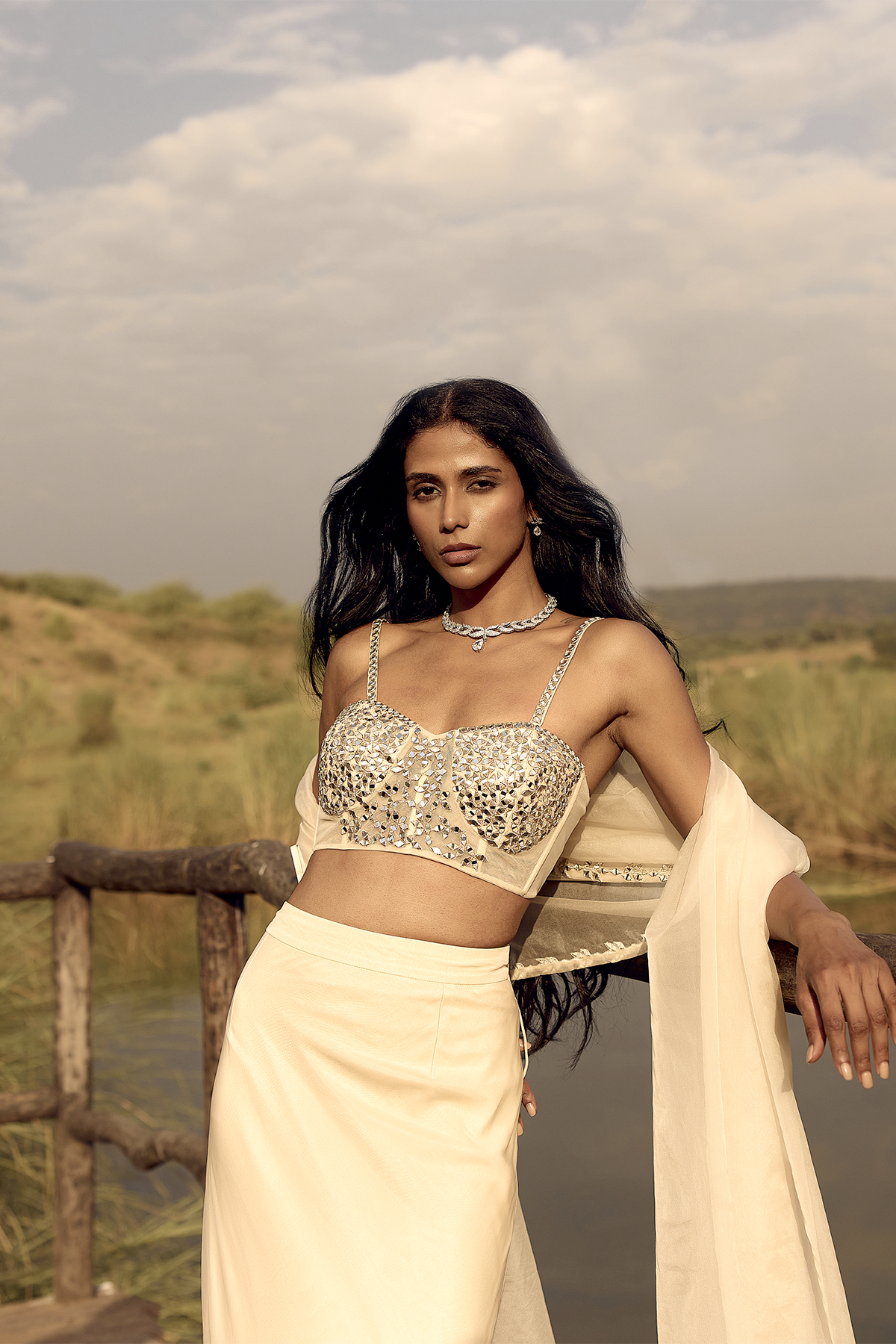 CHAMPAGNE FISH CUT LEHENGA