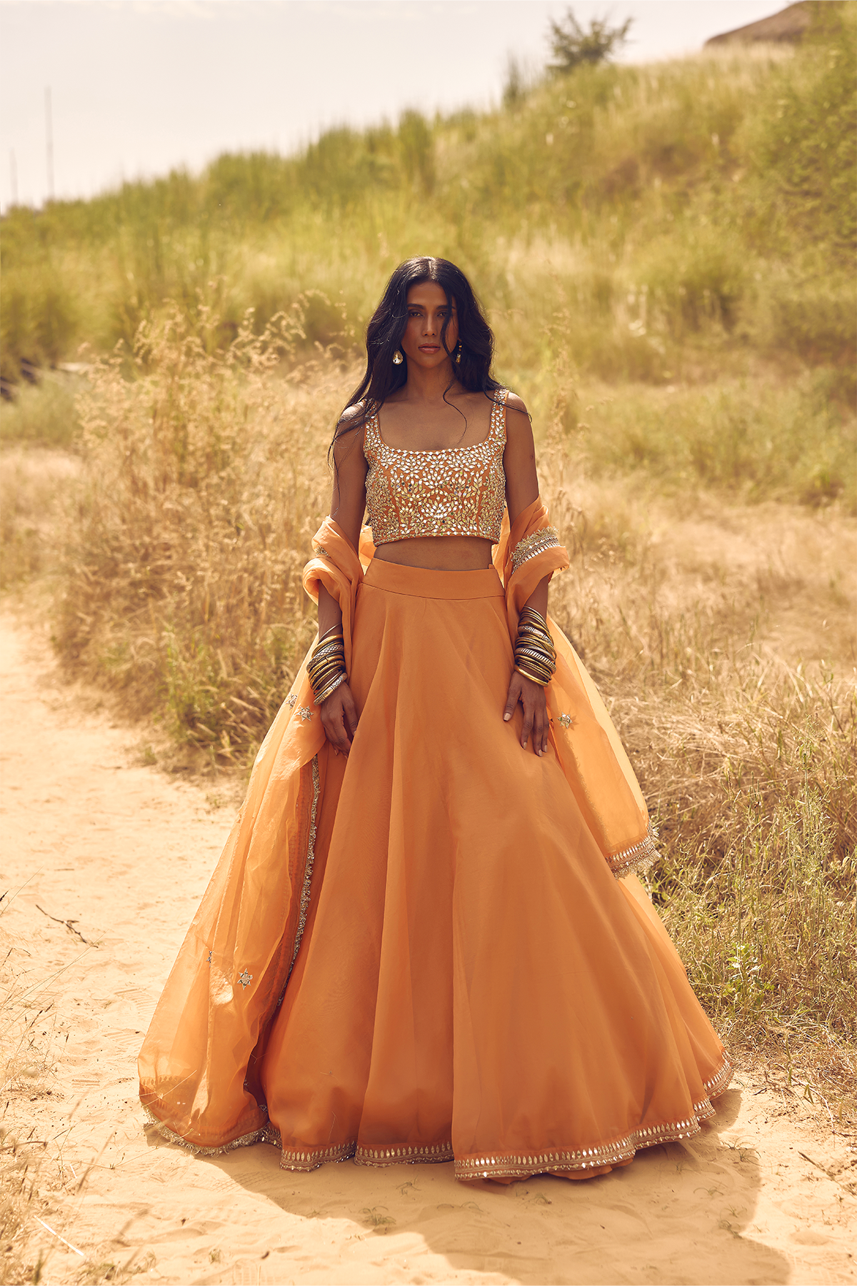 RUST ORANGE NOOR LEHENGA
