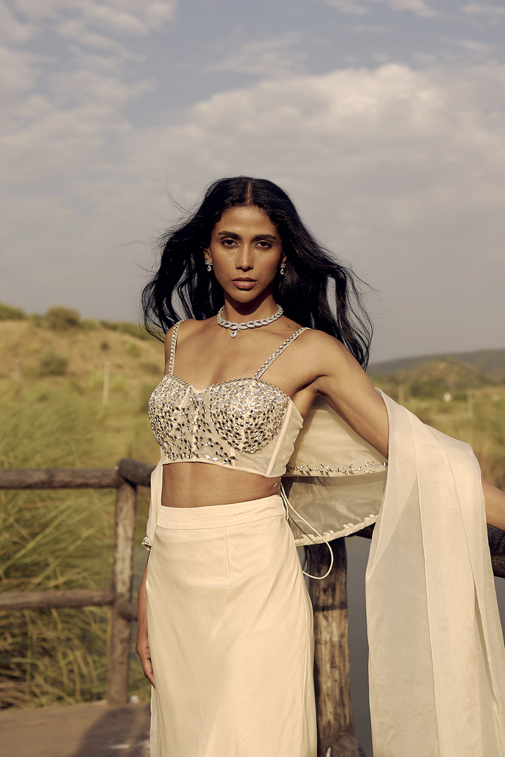 CHAMPAGNE FISH CUT LEHENGA