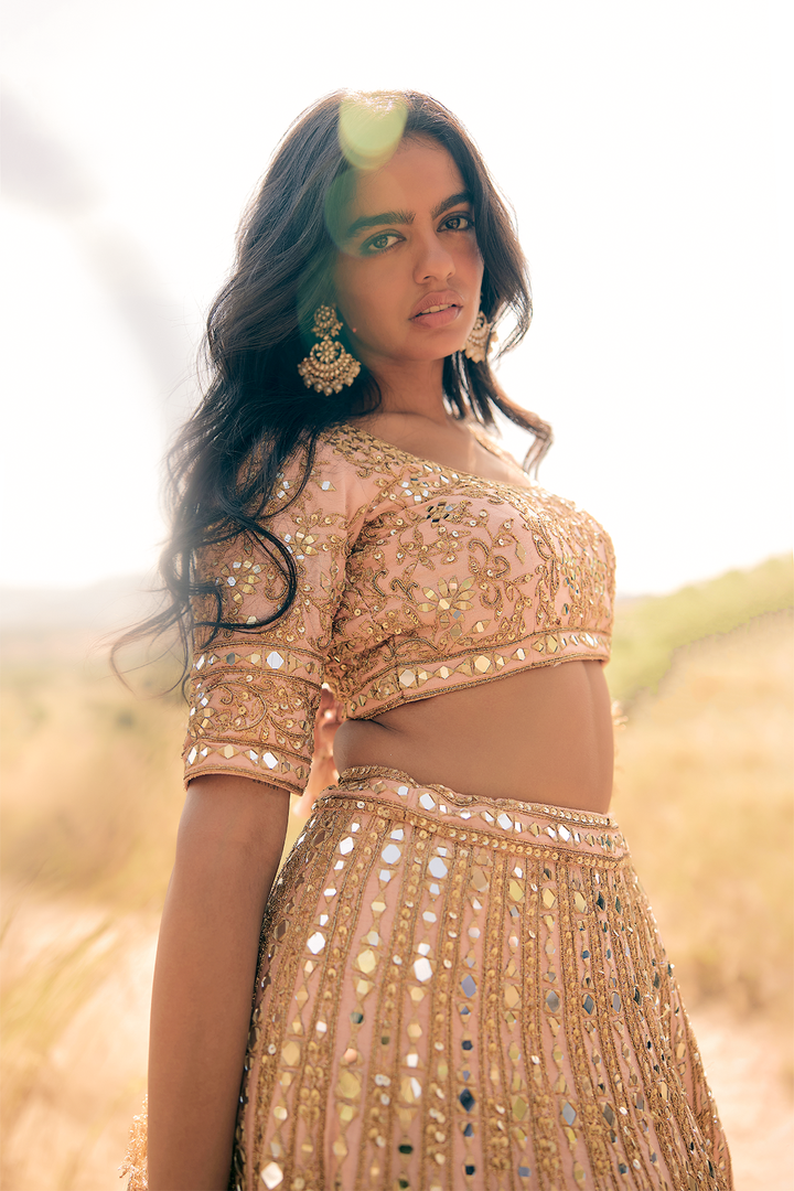 BLUSH MIRROR, DORI AND ZARDOZI LEHENGA