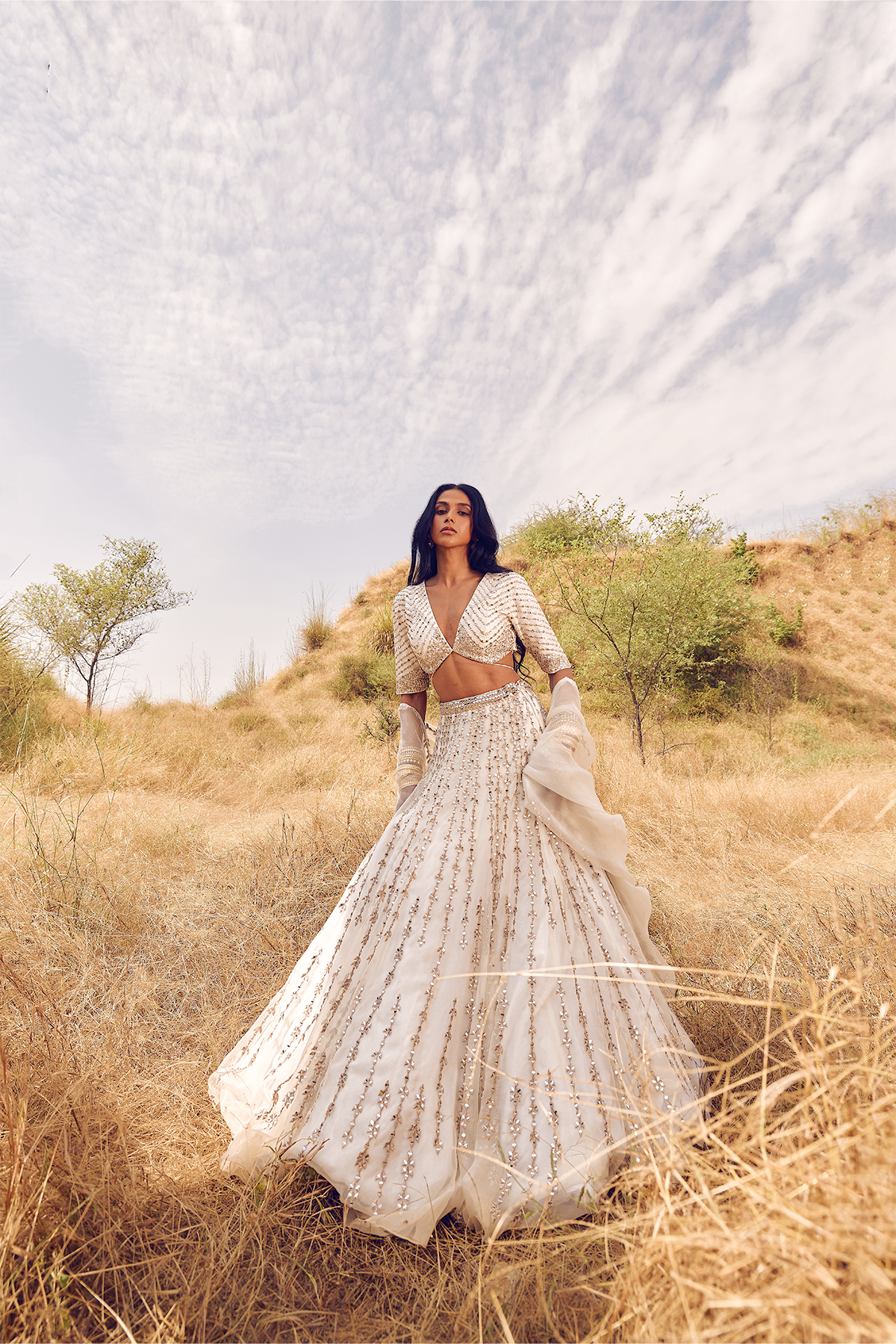 IVORY REVERSE KALI LEHENGA