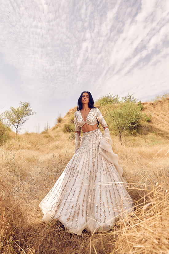 IVORY REVERSE KALI LEHENGA