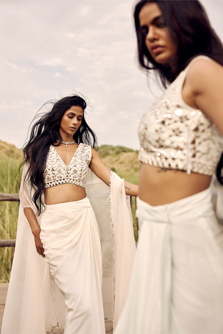IVORY DHOTI AND CAPE