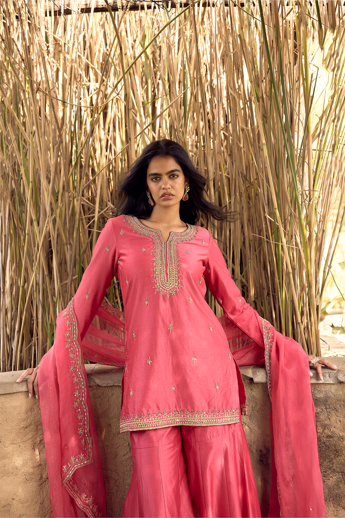 HOT PINK DORI ZARDOZI SHARARA