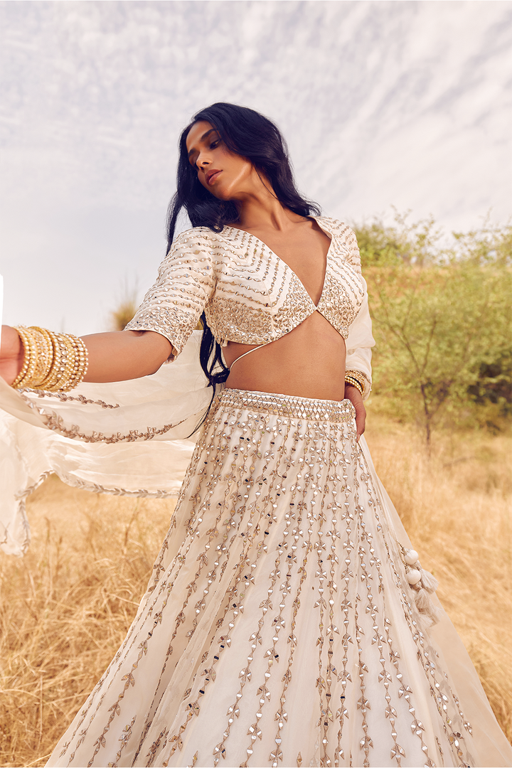 IVORY REVERSE KALI LEHENGA