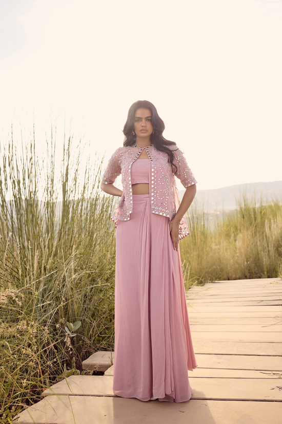 LAVENDER LONG CAPE DRAPE SAREE