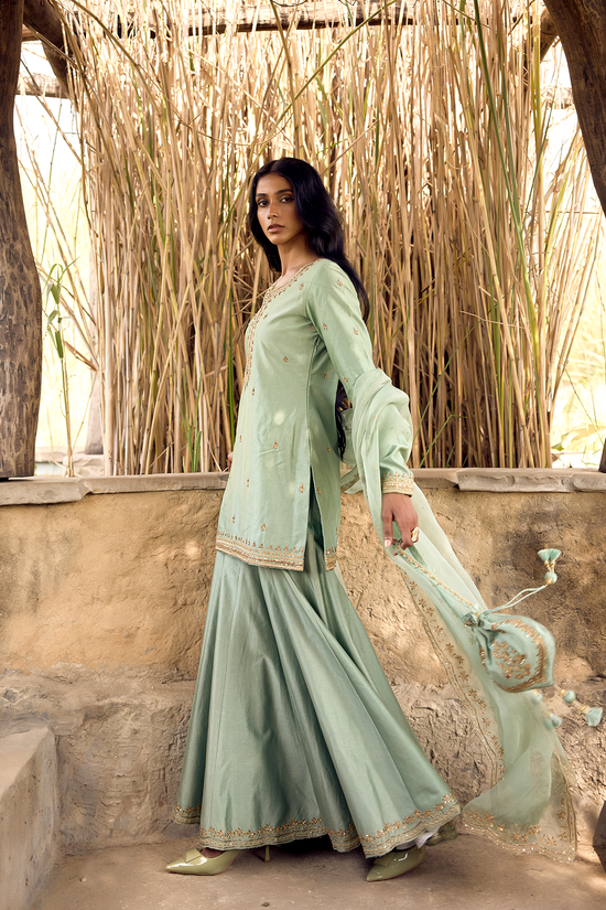 EKAM GREEN DORI ZARDOZI SHARARA