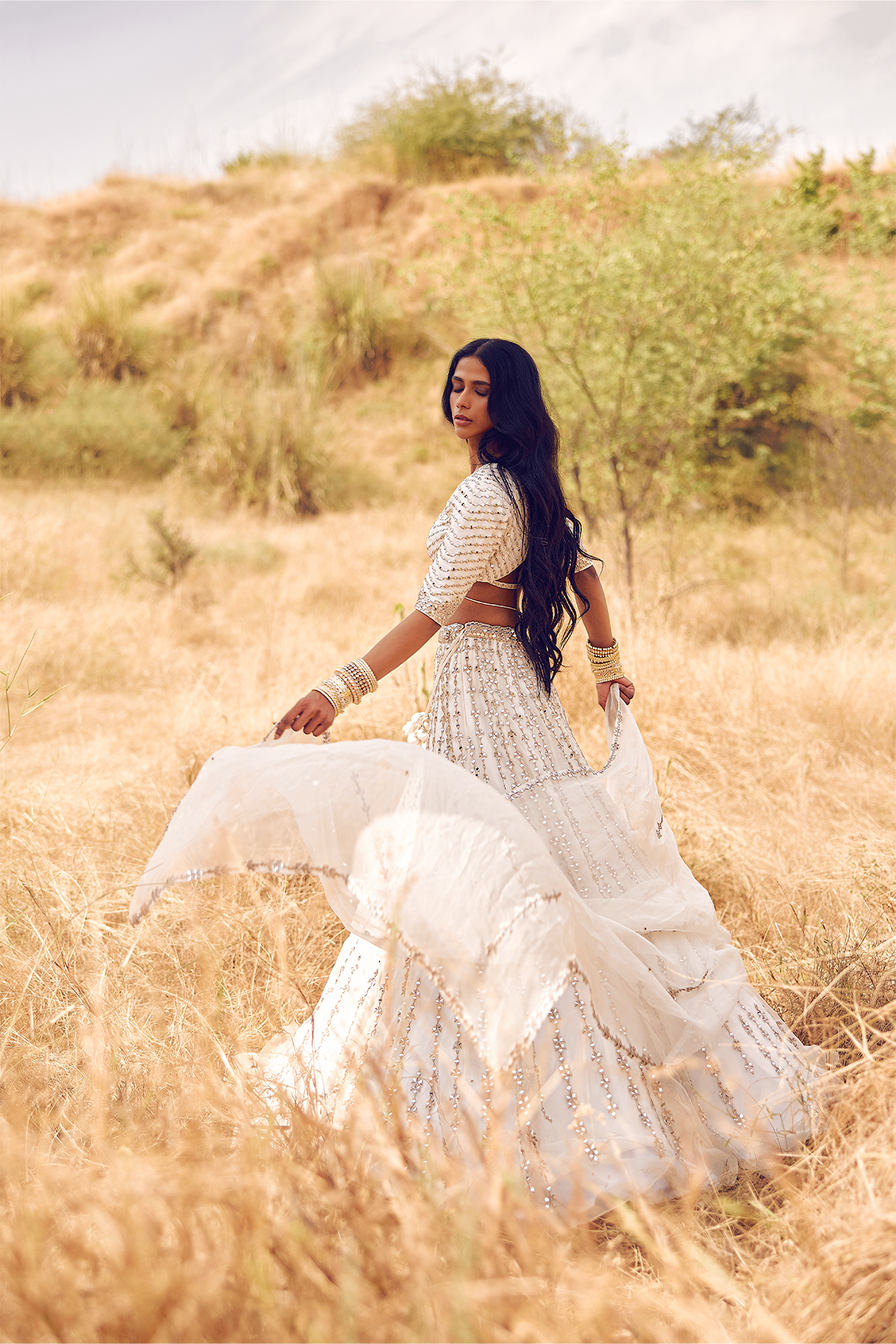 IVORY REVERSE KALI LEHENGA