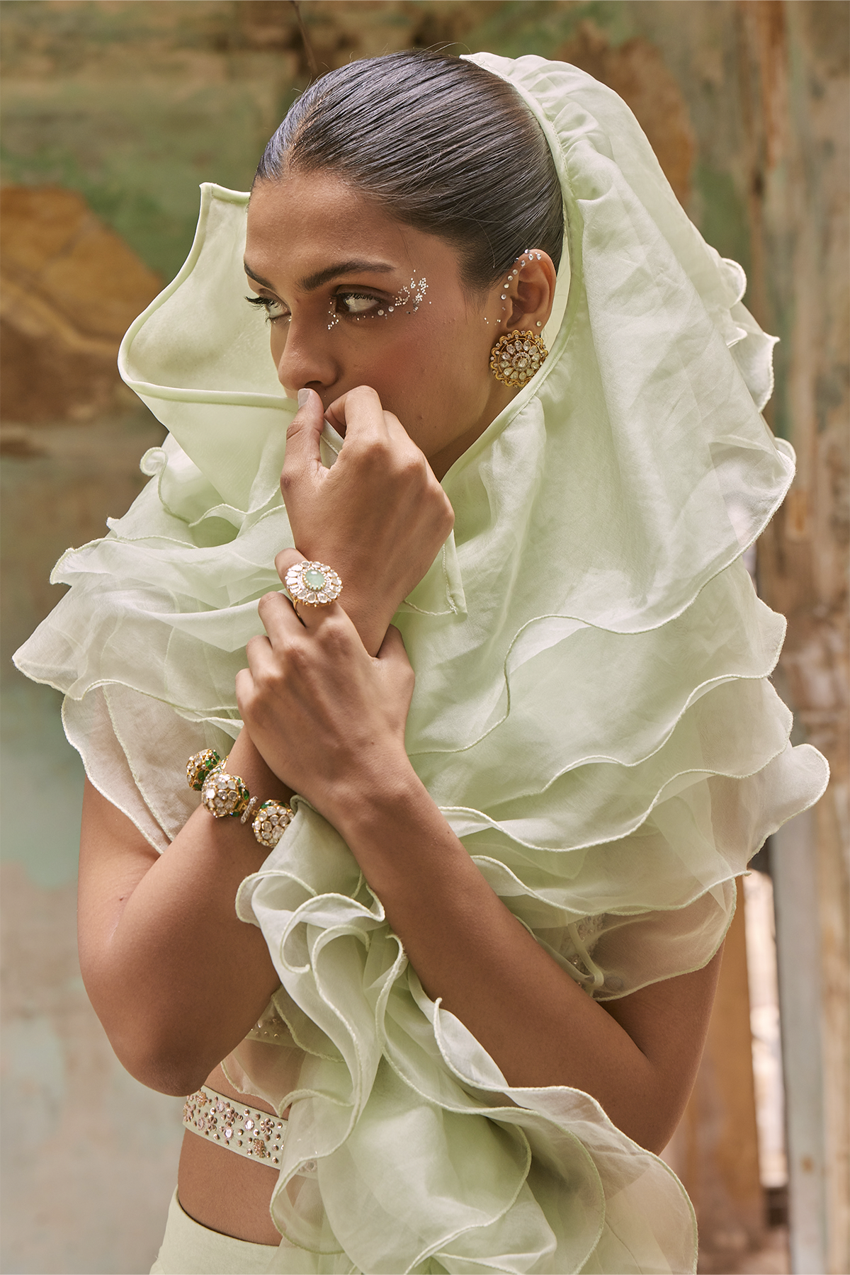 Pista Green Draped Saree