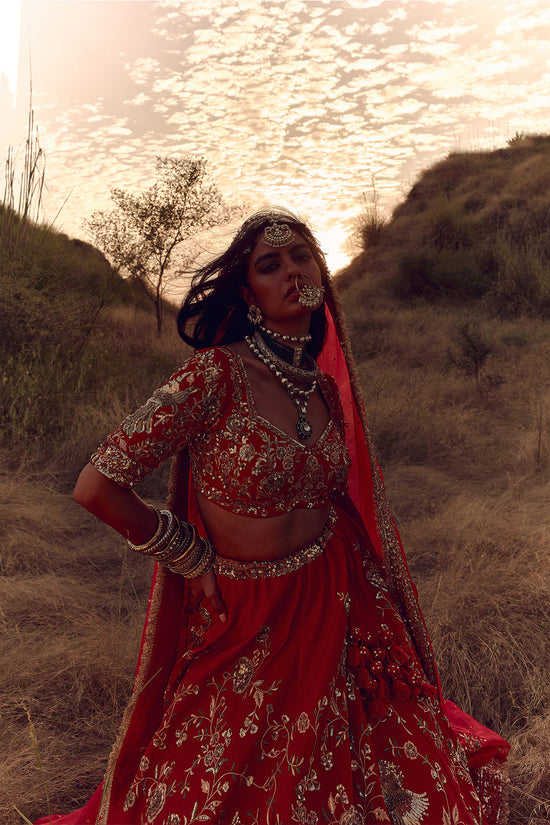 RED BIRD BRIDAL LEHENGA