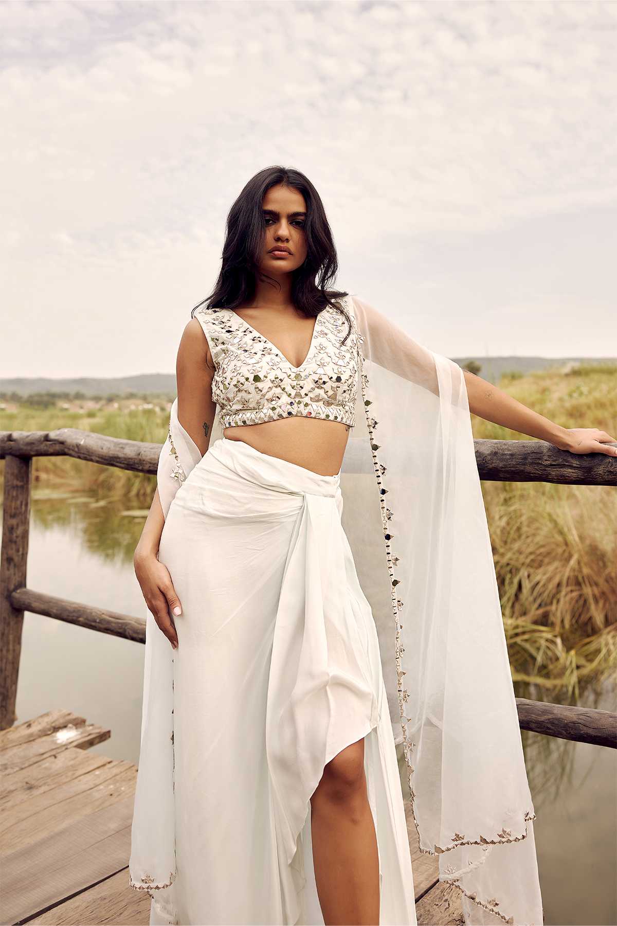 AQUA DHOTI AND CAPE