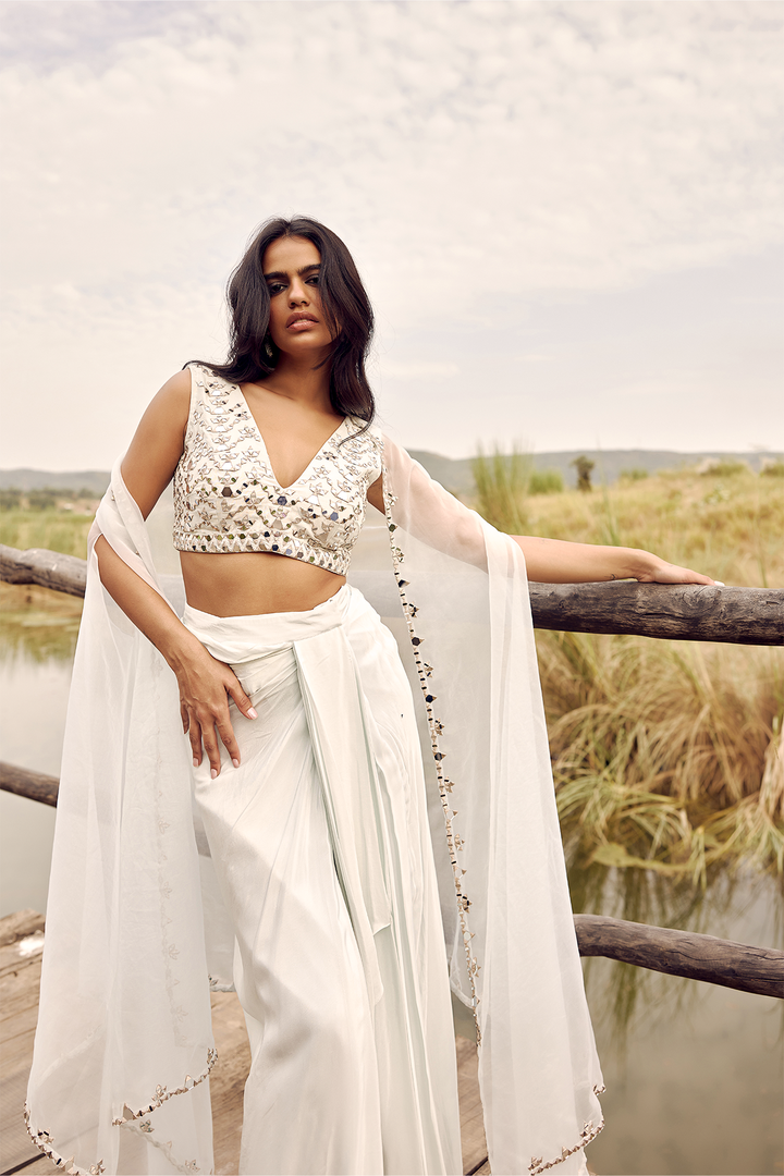 AQUA DHOTI AND CAPE