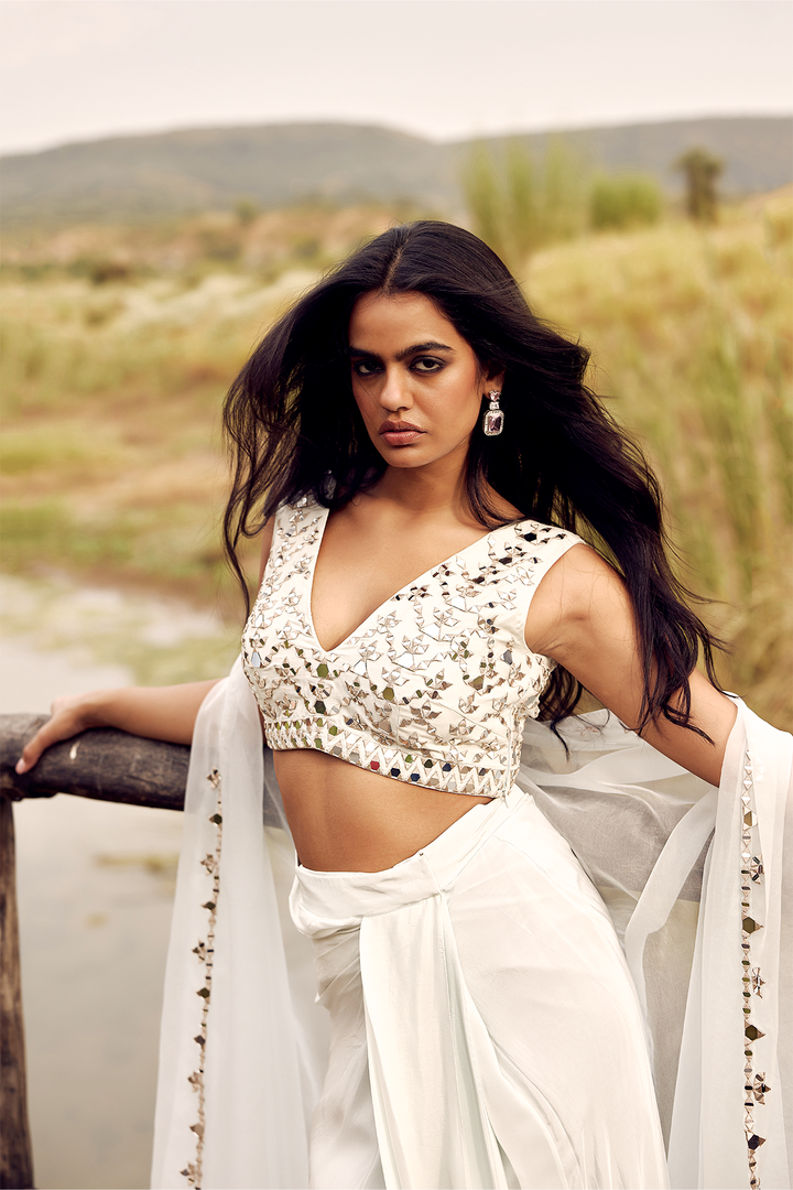 AQUA DHOTI AND CAPE